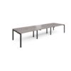 Adapt sliding top triple back to back desks 4200mm x 1200mm - black frame Grey Oak Top - STE4212-K-GO