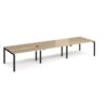 Adapt sliding top triple back to back desks 4200mm x 1200mm - black frame Kendal Oak Top - STE4212-K-KO