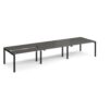 Adapt sliding top triple back to back desks 4200mm x 1200mm - black frame storm grey top - STE4212-K-OG
