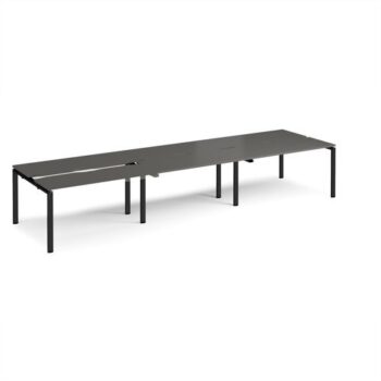 Adapt sliding top triple back to back desks 4200mm x 1200mm - black frame storm grey top - STE4212-K-OG
