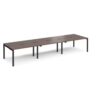 Adapt sliding top triple back to back desks 4200mm x 1200mm - black frame Walnut top - STE4212-K-W