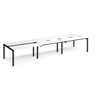 Adapt sliding top triple back to back desks 4200mm x 1200mm - black frame White Top black edge - STE4212-K-WK