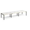 Adapt sliding top triple back to back desks 4200mm x 1200mm - black frame White Top with oak edging - STE4212-K-WO