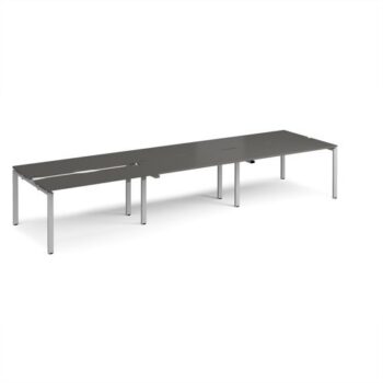 Adapt sliding top triple back to back desks 4200mm x 1200mm - silver frame storm grey top - STE4212-S-OG