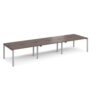 Adapt sliding top triple back to back desks 4200mm x 1200mm - silver frame Walnut top - STE4212-S-W