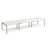 Adapt sliding top triple back to back desks 4200mm x 1200mm - silver frame White Top with oak edging - STE4212-S-WO