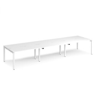 Adapt sliding top triple back to back desks 4200mm x 1200mm - white frame White Top - STE4212-WH-WH