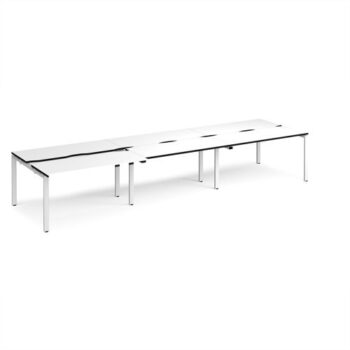 Adapt sliding top triple back to back desks 4200mm x 1200mm - white frame White Top black edge - STE4212-WH-WK