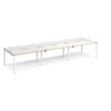 Adapt sliding top triple back to back desks 4200mm x 1200mm - white frame White Top with oak edging - STE4212-WH-WO