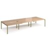 Adapt sliding top triple back to back desks 4200mm x 1600mm - green frame Beech top - STE4216-GN-B