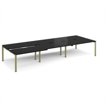 Adapt sliding top triple back to back desks 4200mm x 1600mm - green frame black top - STE4216-GN-BK