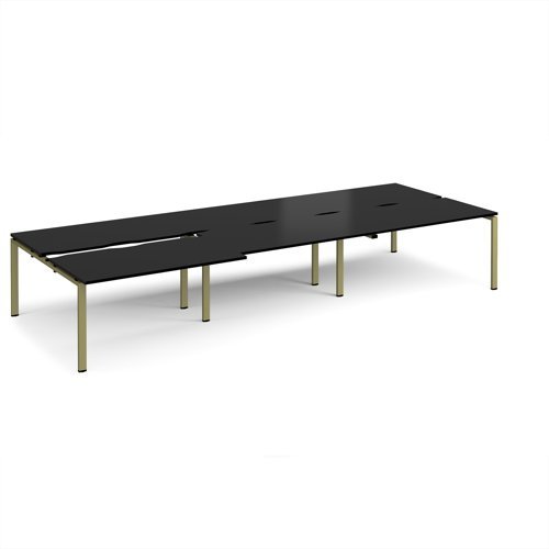 Adapt sliding top triple back to back desks 4200mm x 1600mm - green frame black top - STE4216-GN-BK