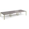 Adapt sliding top triple back to back desks 4200mm x 1600mm - green frame Grey Oak Top - STE4216-GN-GO