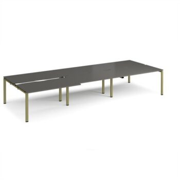 Adapt sliding top triple back to back desks 4200mm x 1600mm - green frame storm grey top - STE4216-GN-OG