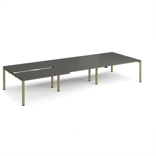Adapt sliding top triple back to back desks 4200mm x 1600mm - green frame storm grey top - STE4216-GN-OG