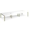 Adapt sliding top triple back to back desks 4200mm x 1600mm - green frame White Top - STE4216-GN-WH