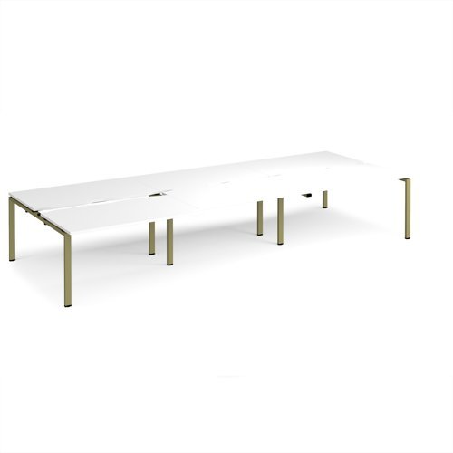 Adapt sliding top triple back to back desks 4200mm x 1600mm - green frame White Top - STE4216-GN-WH