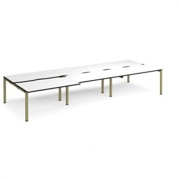 Adapt sliding top triple back to back desks 4200mm x 1600mm - green frame White Top black edge - STE4216-GN-WK