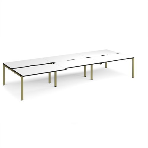 Adapt sliding top triple back to back desks 4200mm x 1600mm - green frame White Top black edge - STE4216-GN-WK