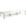 Adapt sliding top triple back to back desks 4200mm x 1600mm - green frame White Top oak edge - STE4216-GN-WO