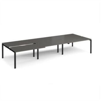Adapt sliding top triple back to back desks 4200mm x 1600mm - black frame storm grey top - STE4216-K-OG