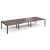 Adapt sliding top triple back to back desks 4200mm x 1600mm - black frame Walnut top - STE4216-K-W