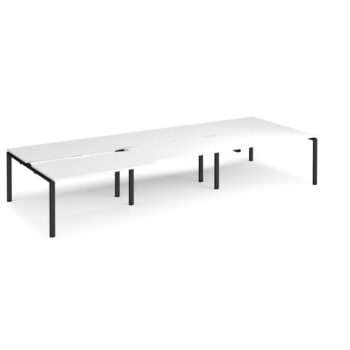 Adapt sliding top triple back to back desks 4200mm x 1600mm - black frame White Top - STE4216-K-WH