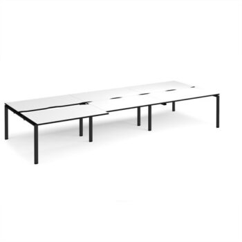 Adapt sliding top triple back to back desks 4200mm x 1600mm - black frame White Top black edge - STE4216-K-WK