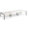 Adapt sliding top triple back to back desks 4200mm x 1600mm - black frame White Top with oak edging - STE4216-K-WO