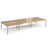Adapt sliding top triple back to back desks 4200mm x 1600mm - silver frame Oak Top - STE4216-S-O