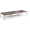 Adapt sliding top triple back to back desks 4200mm x 1600mm - silver frame Walnut top - STE4216-S-W