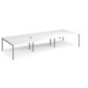 Adapt sliding top triple back to back desks 4200mm x 1600mm - silver frame White Top - STE4216-S-WH