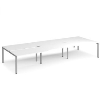 Adapt sliding top triple back to back desks 4200mm x 1600mm - silver frame White Top - STE4216-S-WH