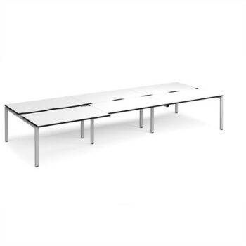 Adapt sliding top triple back to back desks 4200mm x 1600mm - silver frame White Top black edge - STE4216-S-WK