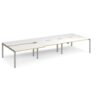 Adapt sliding top triple back to back desks 4200mm x 1600mm - silver frame White Top with oak edging - STE4216-S-WO
