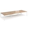 Adapt sliding top triple back to back desks 4200mm x 1600mm - white frame Beech top - STE4216-WH-B