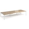 Adapt sliding top triple back to back desks 4200mm x 1600mm - white frame Kendal Oak Top - STE4216-WH-KO