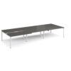 Adapt sliding top triple back to back desks 4200mm x 1600mm - white frame storm grey top - STE4216-WH-OG