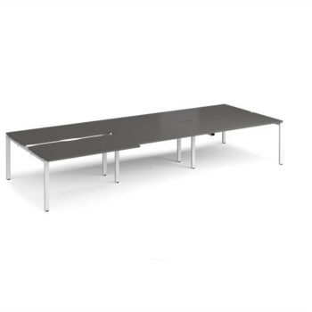 Adapt sliding top triple back to back desks 4200mm x 1600mm - white frame storm grey top - STE4216-WH-OG