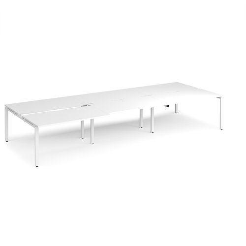 Adapt sliding top triple back to back desks 4200mm x 1600mm - white frame White Top - STE4216-WH-WH
