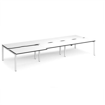 Adapt sliding top triple back to back desks 4200mm x 1600mm - white frame White Top black edge - STE4216-WH-WK