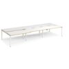 Adapt sliding top triple back to back desks 4200mm x 1600mm - white frame White Top with oak edging - STE4216-WH-WO