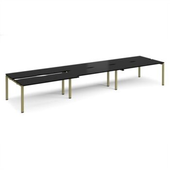Adapt sliding top triple back to back desks 4800mm x 1200mm - green frame black top - STE4812-GN-BK