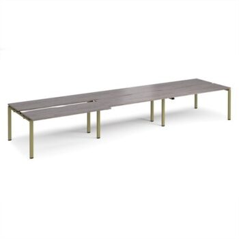 Adapt sliding top triple back to back desks 4800mm x 1200mm - green frame Grey Oak Top - STE4812-GN-GO