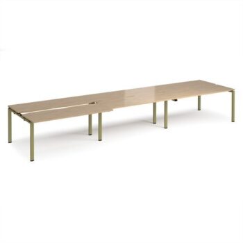 Adapt sliding top triple back to back desks 4800mm x 1200mm - green frame Kendal Oak Top - STE4812-GN-KO