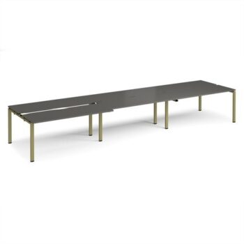 Adapt sliding top triple back to back desks 4800mm x 1200mm - green frame storm grey top - STE4812-GN-OG