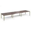 Adapt sliding top triple back to back desks 4800mm x 1200mm - green frame Walnut top - STE4812-GN-W
