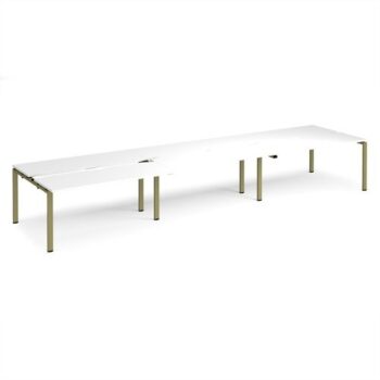 Adapt sliding top triple back to back desks 4800mm x 1200mm - green frame White Top - STE4812-GN-WH