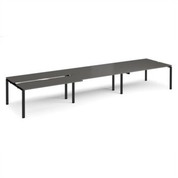 Adapt sliding top triple back to back desks 4800mm x 1200mm - black frame storm grey top - STE4812-K-OG