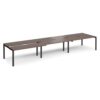 Adapt sliding top triple back to back desks 4800mm x 1200mm - black frame Walnut top - STE4812-K-W